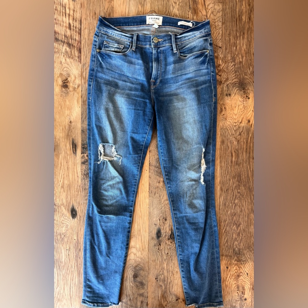 Frame Denim Le Skinny De Jeanne Crop Blue Jeans